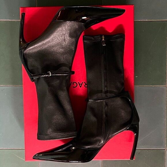 Ferragamo Britt Mid-calf Stiletto Boots - Pointed Toe Black - US 11 / EU 41 NIB - Picture 3 of 12